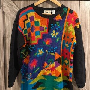 Vintage Mixit Multicolor Geometric Knit Sweater